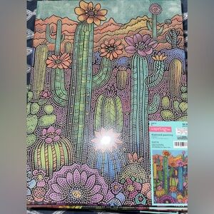Diamond Painting Kit with Cacti and Flowers Design